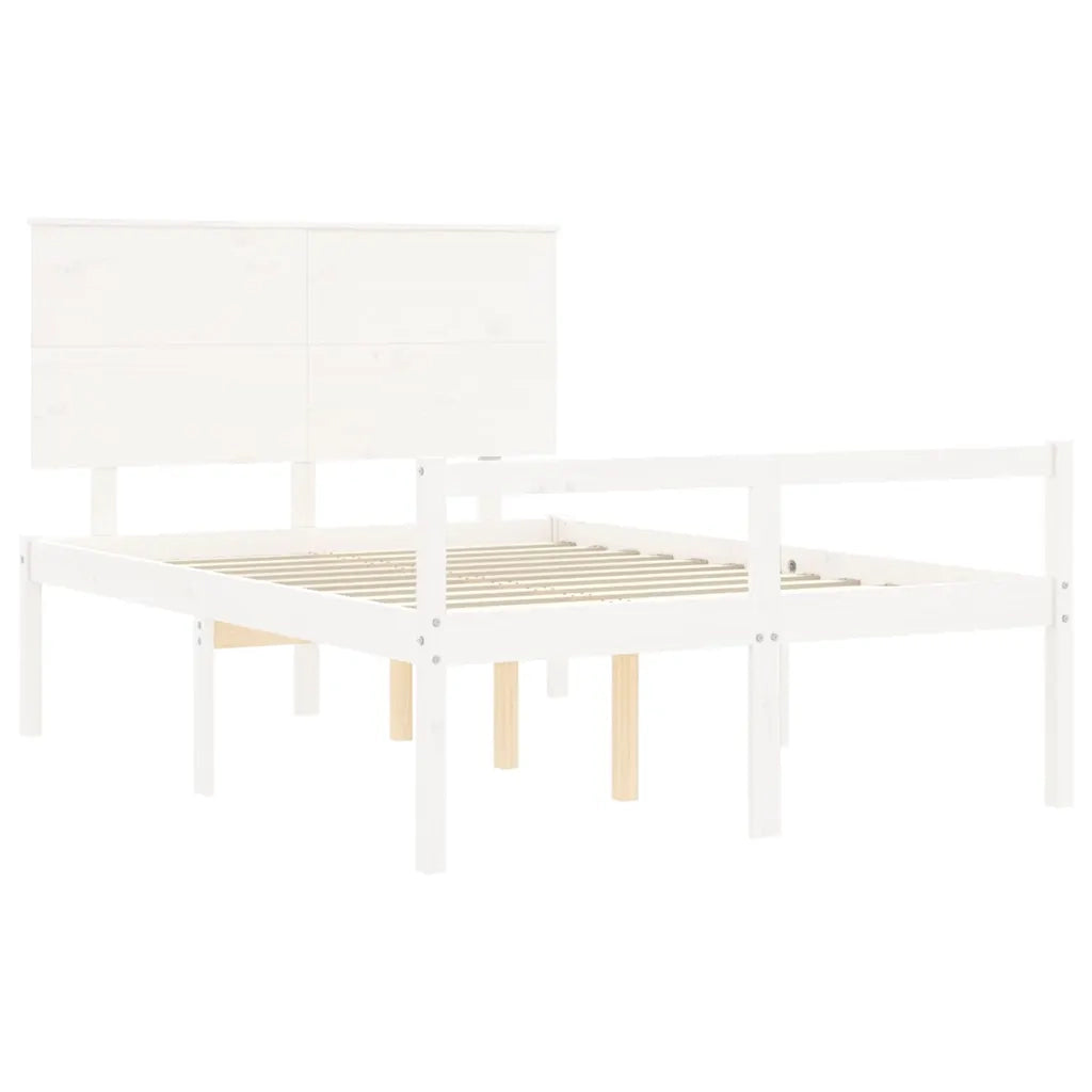 Letto per Anziani con Testiera-Struttura Letto per Anziani Bianco 140x200 cm Legno Massello 246417