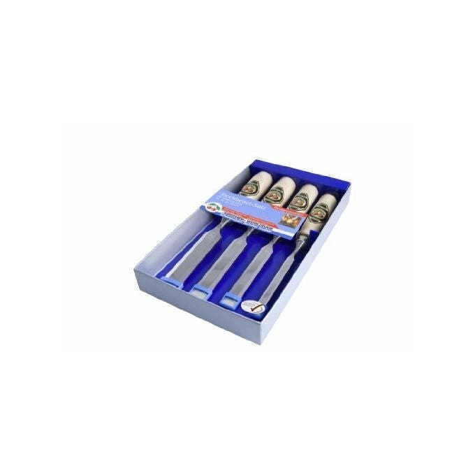 Kirschen 1181000 Set di Scalpelli 4 Pezzi in Acciaio Speciale con Manico in Carpino 10 16 20 26 mm colore Legno