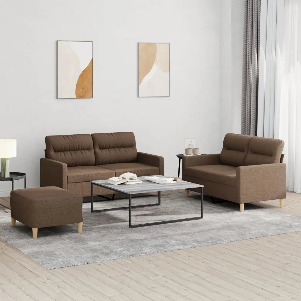 Set di Divani 3 pz con Cuscini Marrone in Tessutocod mxl 106697