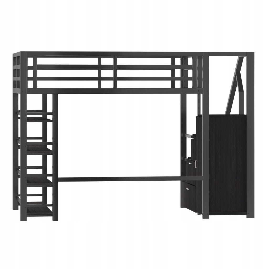 Letto a castello 140x200 - Xylo - Con armadio, LED, nero