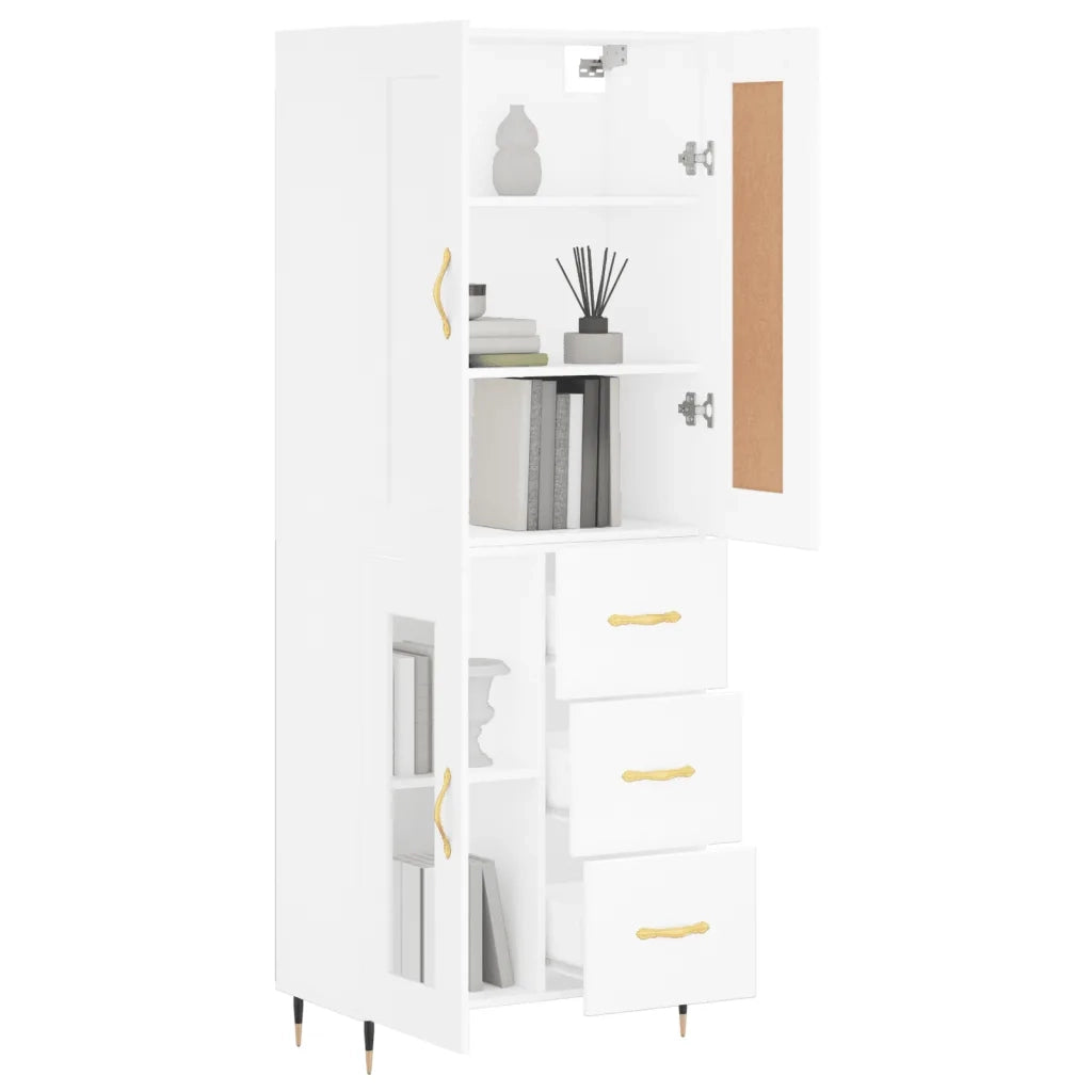 Credenza-Buffet-Armadio da cucina Bianca 69,5x34x180 cm in Legno Multistrato 111114