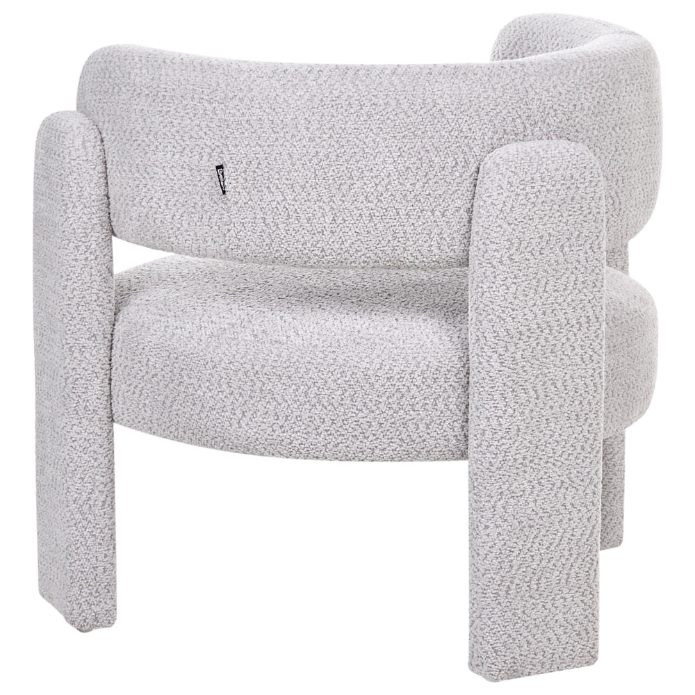 Poltrona imbottita in ciniglia con schienale curvo seduta moderna in stile scandinavo grigio chiaro