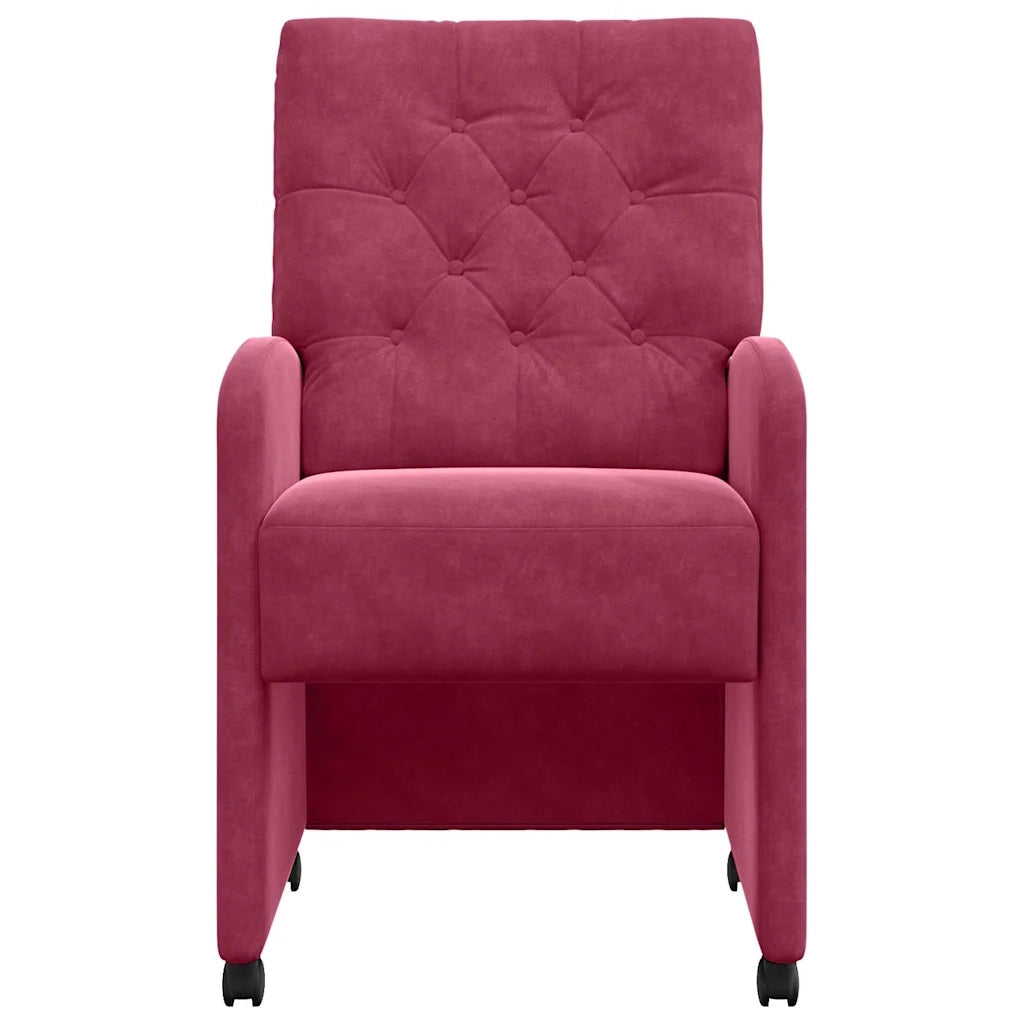 Sedie da Pranzo con Ruote 2 pz | Sedie da cucina Rosso vino 58 x 67 x 97 cm