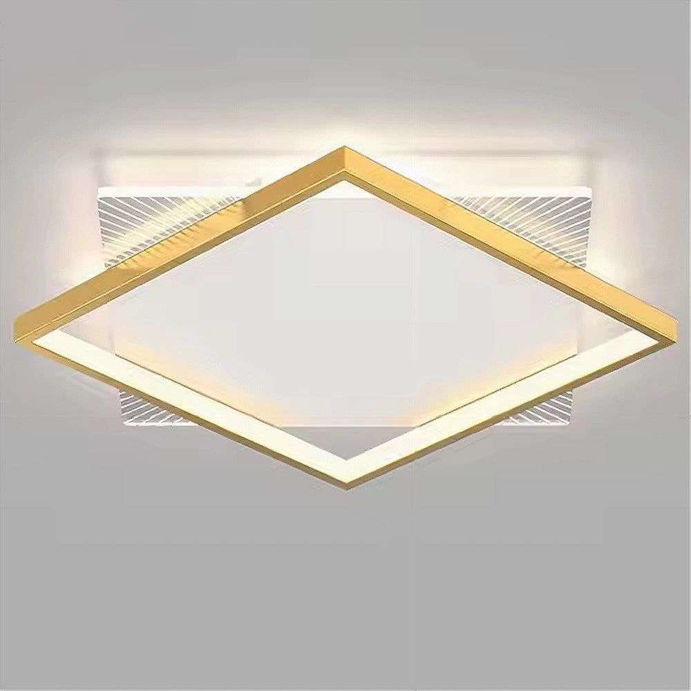Trade Shop - Plafoniera Led 30 W Quadrata Oro Moderno Lampadario Soffitto Luce Naturale 71033 -