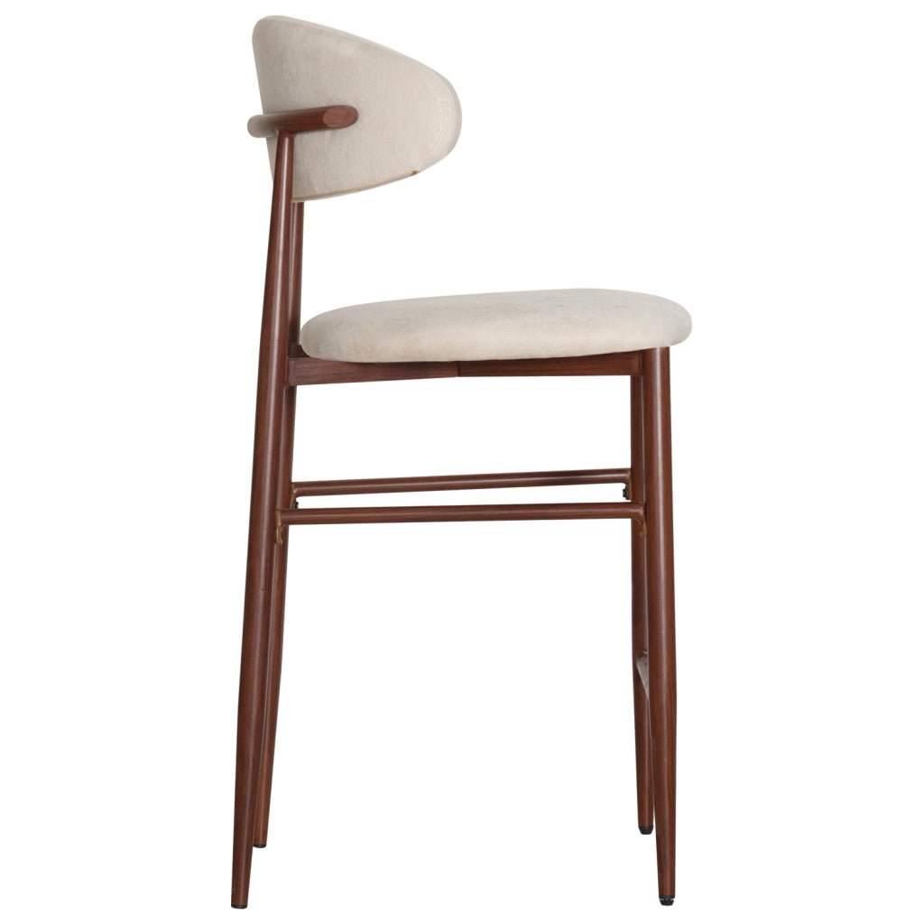 Set di 2 sgabelli da bar in metallo beige e legno scuro SIMON