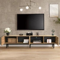 Moderno Mobile TV con Venatura del Legno, Luci LED Variabili, Design Minimalista - MDF Resistente, Capacità di 50 kg, Naturale