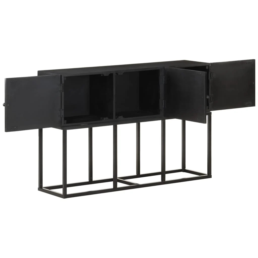 Buffet credenza cassettiera armadio mobile contenitore organizer per cucina soggiorno salotto 115 x 30 x 76 cm legno massello di mango nero 02_0029526