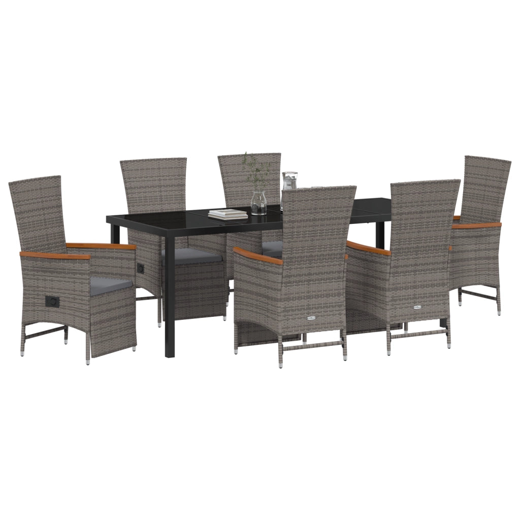 Set da pranzo da giardino da 7 pezzi con cuscini Grigio Rattan PE