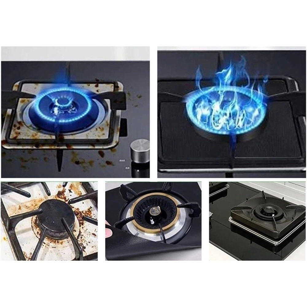 Trade Shop - Set 4 Protezioni Per Fornelli Cucina Piano Cottura Gas Antiaderente Riutilizzabile 27x27cm -