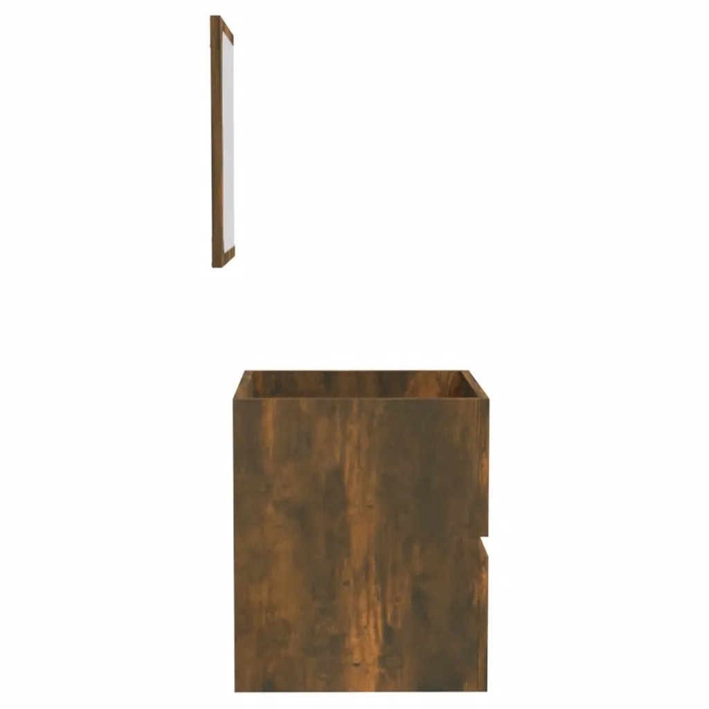 Mobile da Bagno con Specchio Rovere Fumo in Legno Multistrato 820472