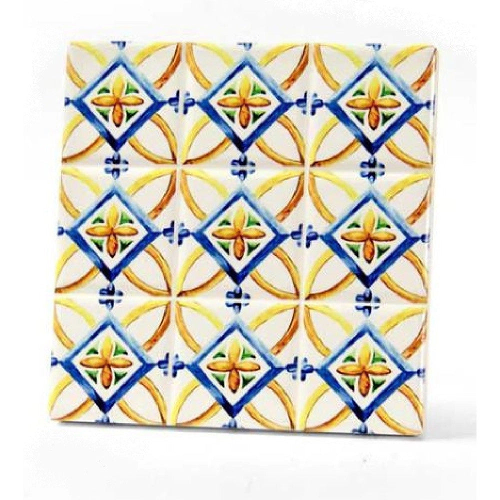 Trade Shop - Piastrella Ornamentale Ceramica 11x11 Cm Terra D'amuri 4 Decori Assortiti 820854 -