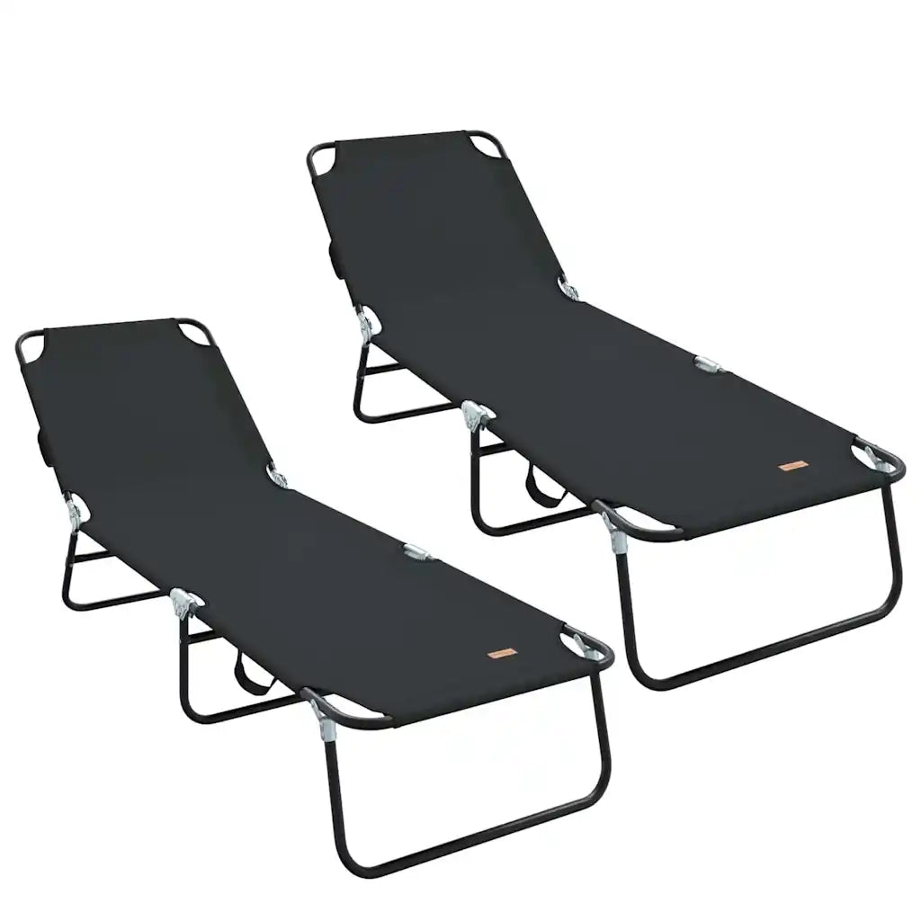 Lettino prendisole pieghevole 2 pcs Nero 188 x 57 x 86,5 cm 42003147
