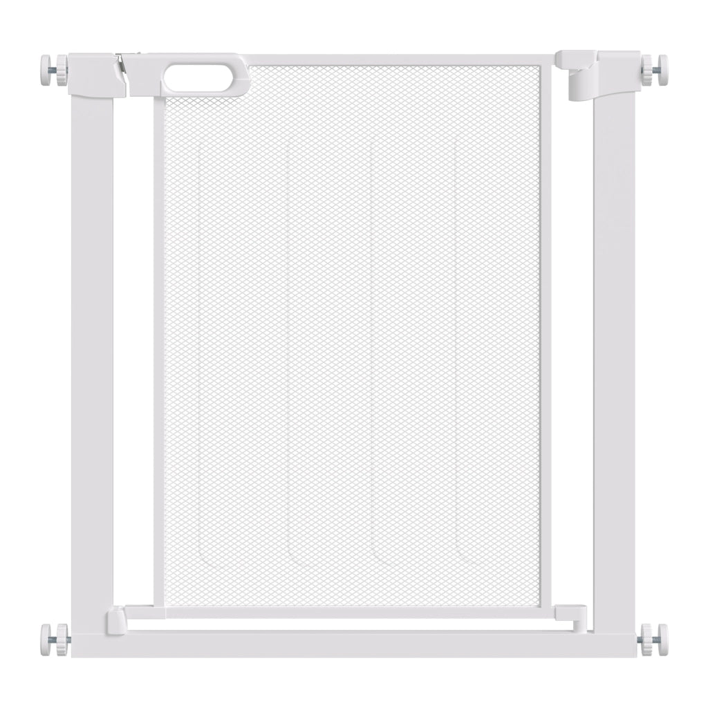 Cancellino per Cani Regolabile 75-82x76 cm con Chiusura Automatica in Acciaio e ABS Bianco
