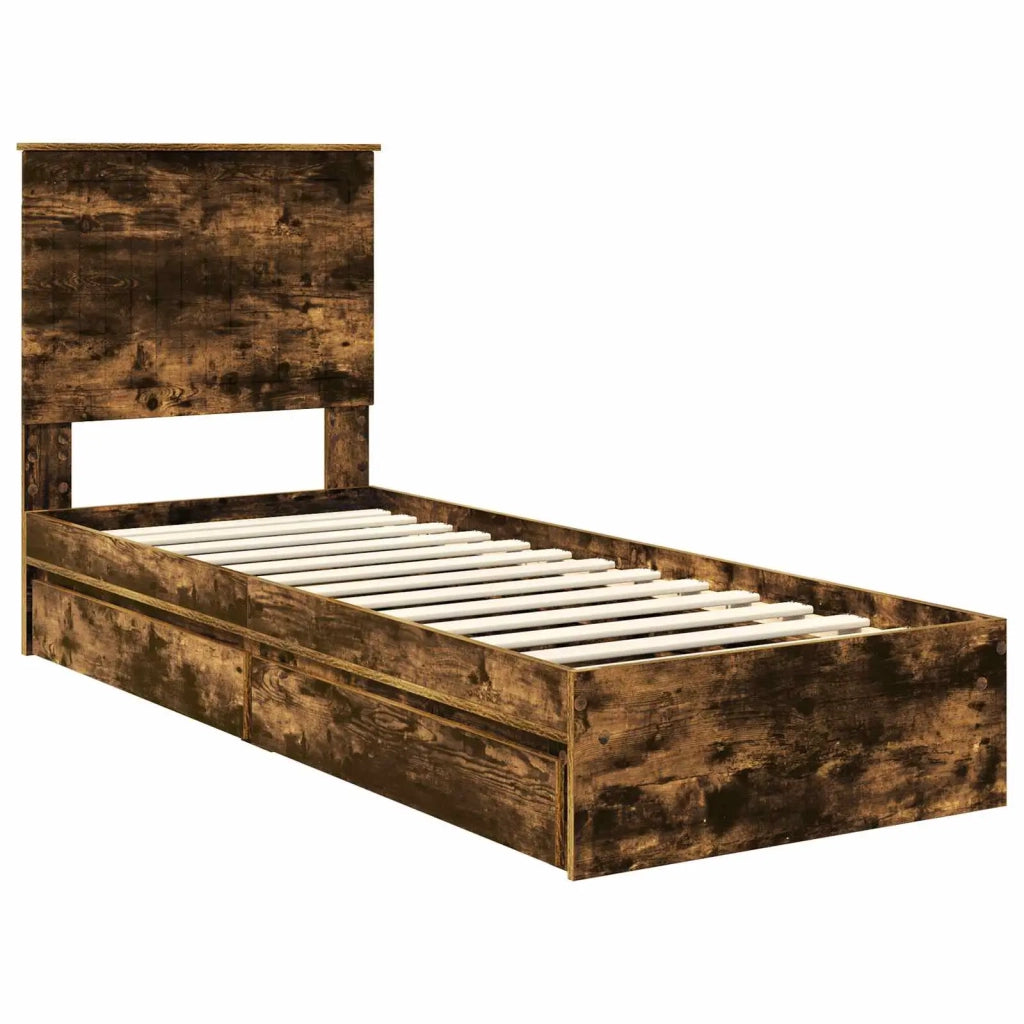 Letto con Contenitore Rovere fumé 75 x 190 cm Legno multistrato 3411261