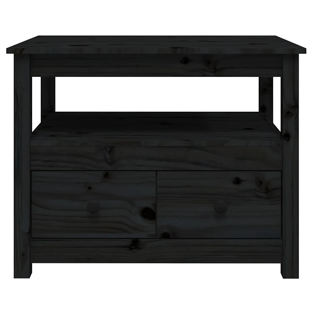 Tavolino da Salotto Nero 71x49x55 cm in Legno Massello di Pino cod mxl 26884