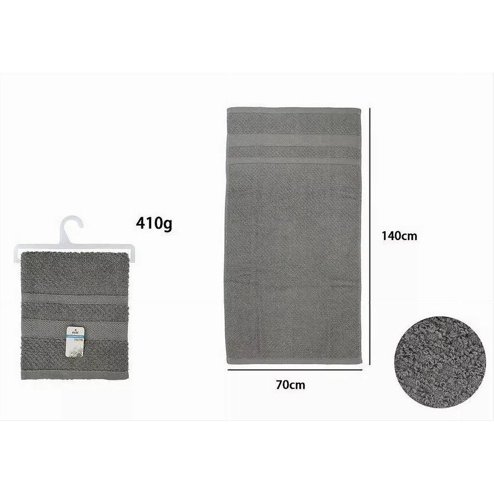 Trade Shop - Asciugamano Da Bagno Telo In Cotone Morbida 70 X 140cm 410gr Colore Grigio 79501 -