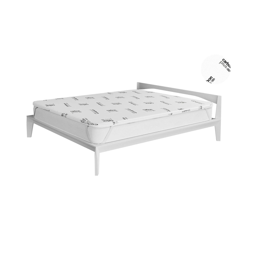 Topper Memory Con Fodera Matrimoniale 160x190 cm in Poliestere e Carbonio Bianco