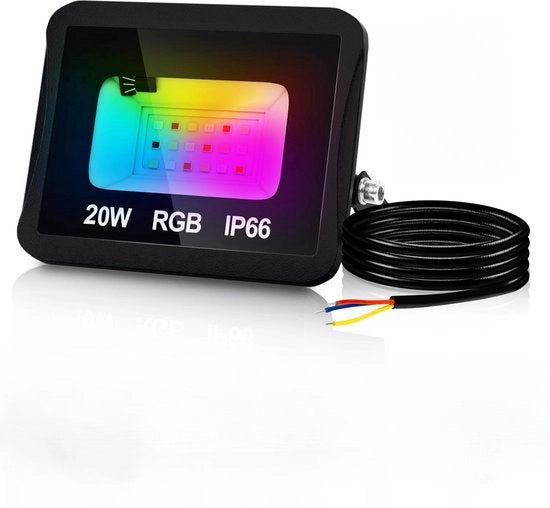Faro LED a distanza con controllo a distanza - 20 Watt - Lampada da parete LED - Illuminazione RGB colorata