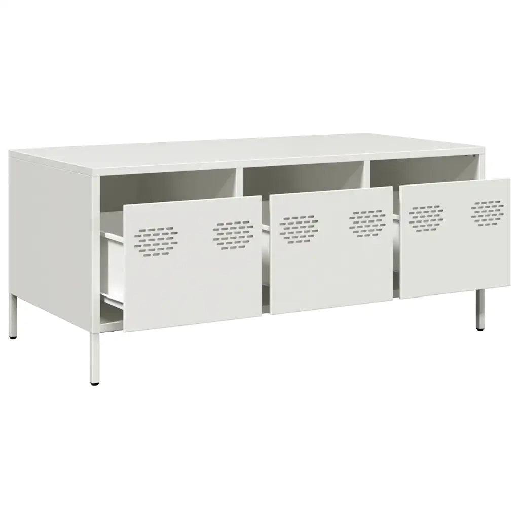Tavolino da salotto | Tavolino da caff¨¨ | Tavolino da Soggiorno Bianco 101,5x50x43,5 cm in Acciaio Laminato a Freddo