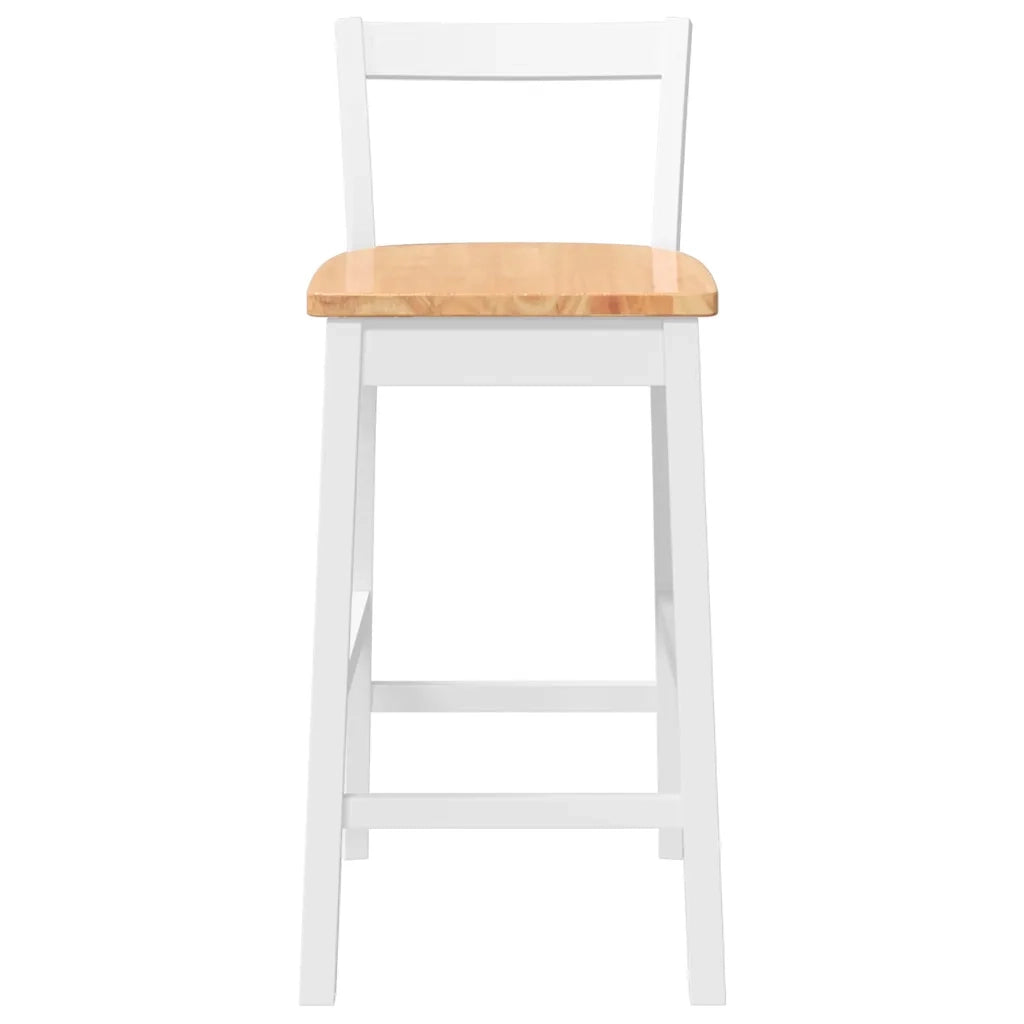 Sgabelli da Bar 2 pz Bianchi in Legno Massello di Hevea 4102589