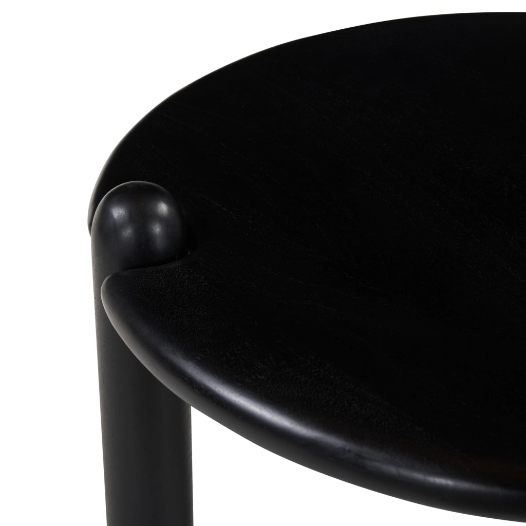Tavolino rotondo in legno massello di mango nero TORI