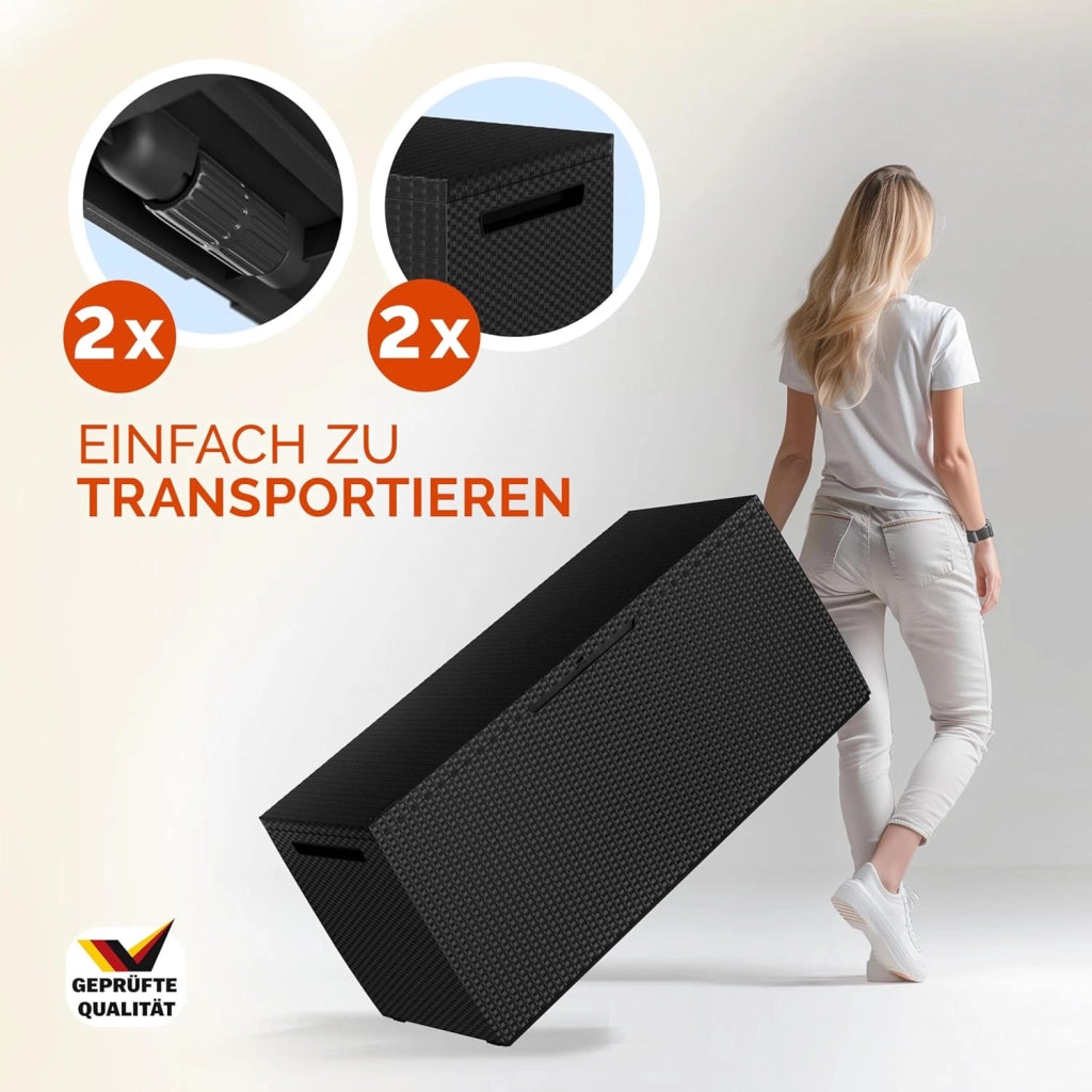 Keter Box Contenitore Marvel Plus 220kg in Rattan con Maniglie Smart Click System Cassapanca da Giardino Esterno