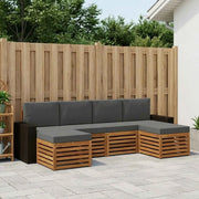 Set divani 6 pcs Naturale e Antracite Legno di Acacia Massello