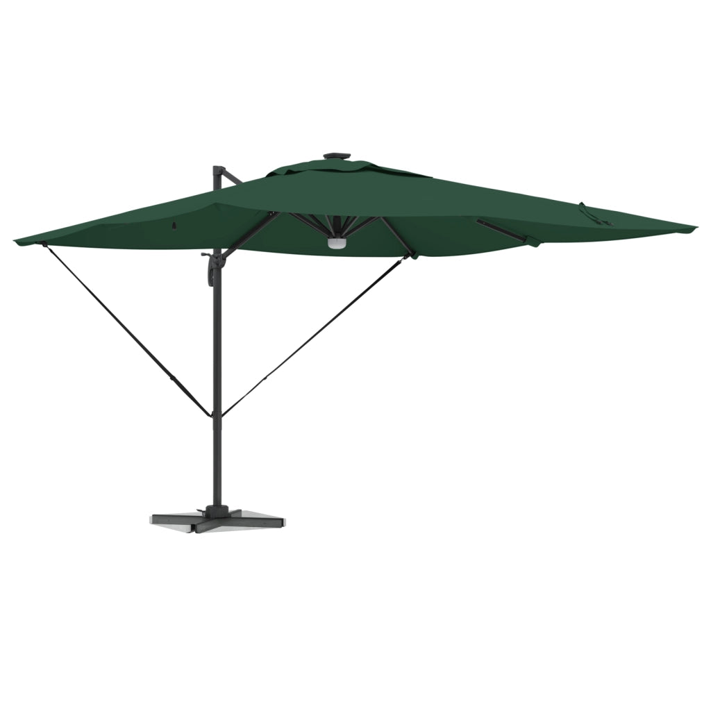 Ombrellone a Sbalzo Roma con LED Verde 286x285x270 cm Alluminio