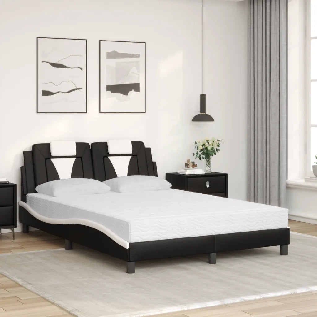Letto Viana con Materasso Nero e Bianco 140x190 cm in Similpelle