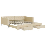 Divano letto | Sof¨¤ letto | Letto singolo Estraibile con Cassetti Crema 100x200cm in Tessuto