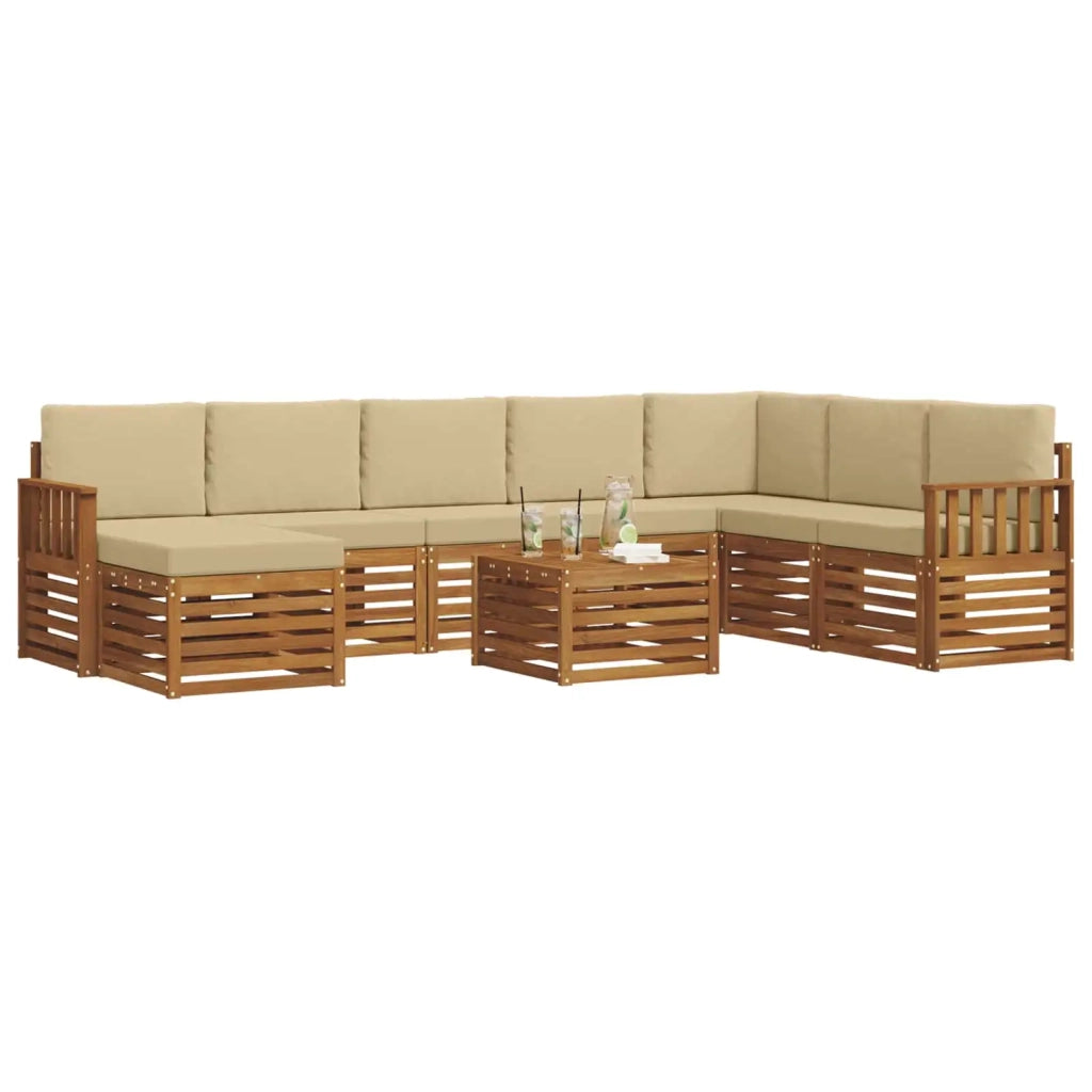 Set divano sezionale con cuscino 9 pcs Naturale e Beige 3375323