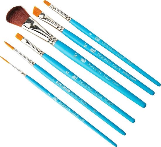 Set di Pennelli per Arte Fine Multi-Tecnica - 6 x Pennelli Sintetiche - Ideale per Professionisti e Studenti