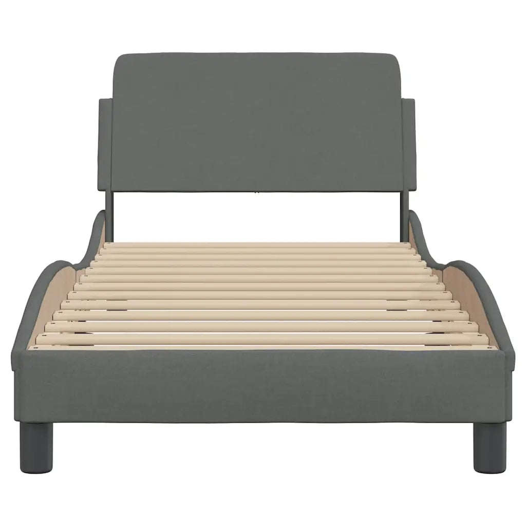 Struttura letto Dover Grigio Scuro 90x190 cm in Tessuto 373318