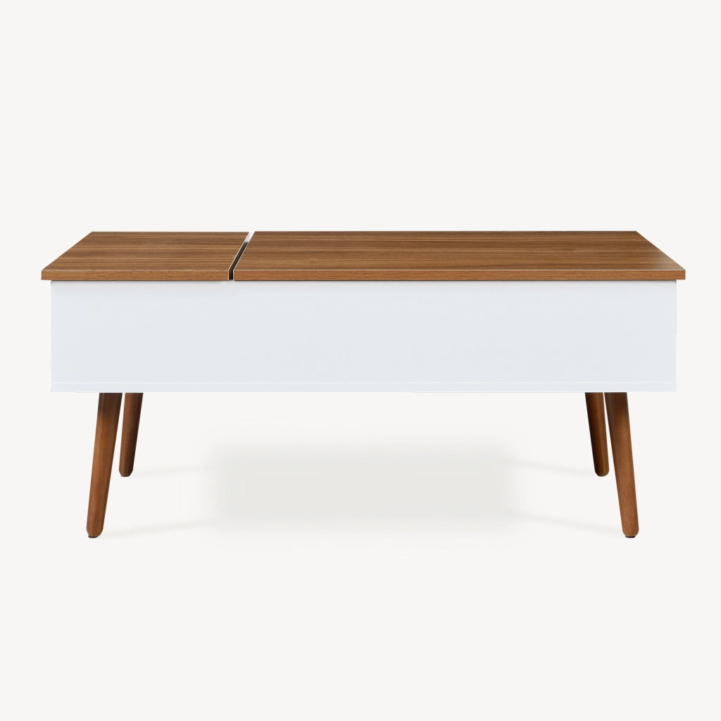 Tavolino da Salotto Flesen con Piano Sollevabile e Scomparti 92 x 52 x 41 cm - Bianco/Effetto Noce [en.casa]