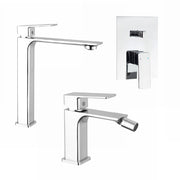 Set miscelatori: lavabo alto bidet senza scarico e incasso doccia c/deviatore cromato | Ingrid