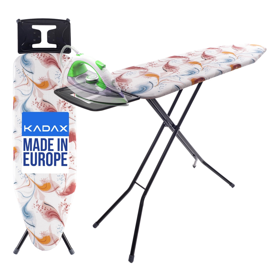 Asse da stiro KADAX 120x38 cm, grande, pieghevole, da tavolo, con supporto per ferro da stiro.