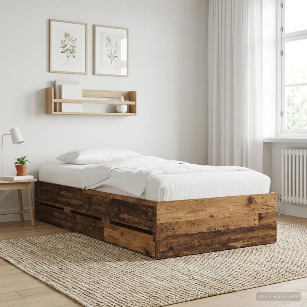 Telaio del letto con storage Legno antico 80 x 200 cm 3429608