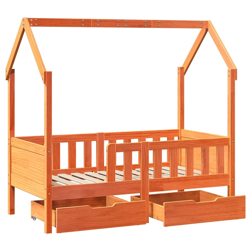 Giroletto per Bambini | Letto Infantile | Lettino con Cassetti 80x170cm Legno Massello Pino