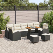 Set Divano da Giardino con cuscino 10 pcs Nero polyrattan