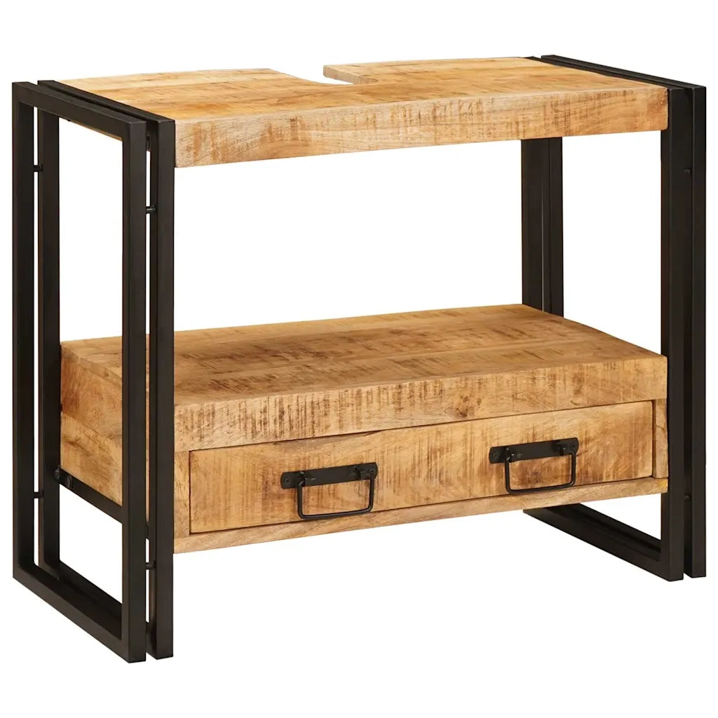 vidaXL Mobile sottolavabo con cassetto Legno massello di mango e ferro