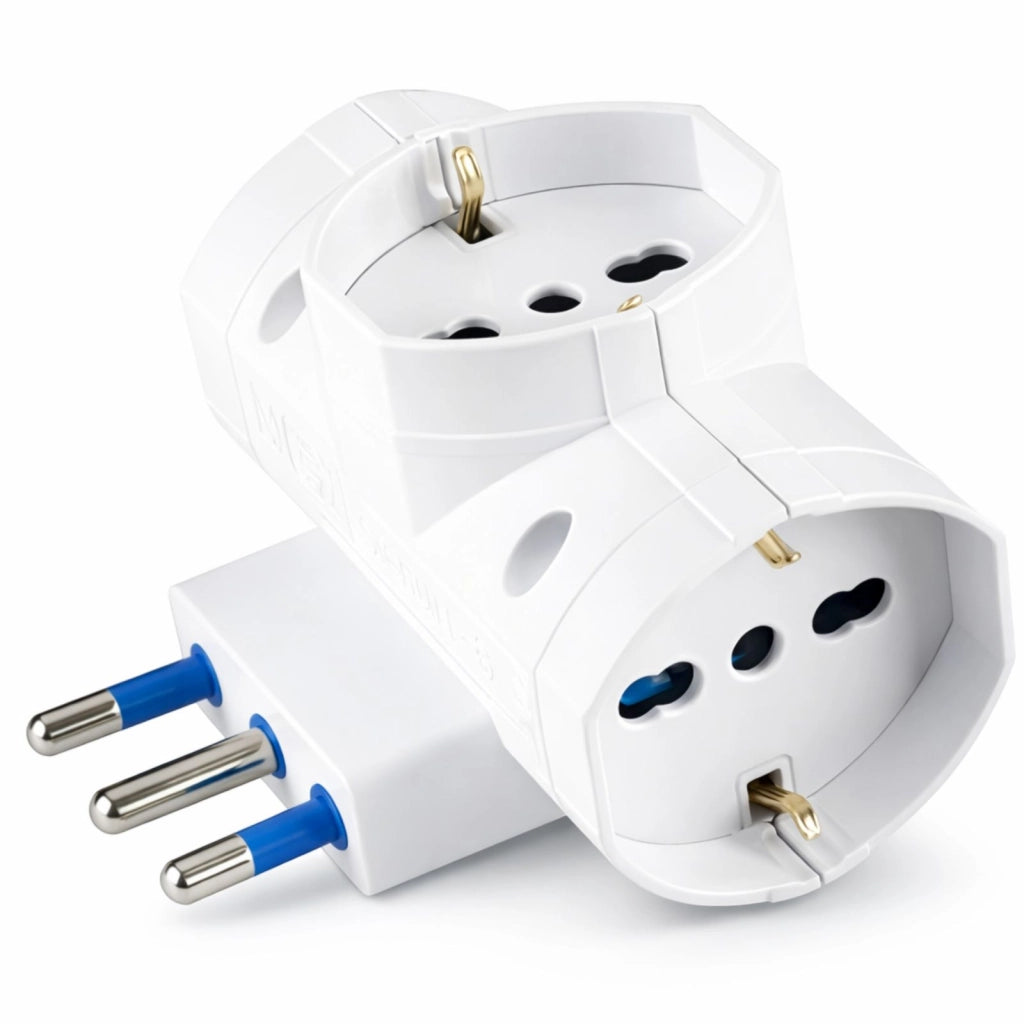 Adattatore Multiplo Presa Schuko e Bipasso Spina Italiana Tipo L Doppia Presa Casa Ufficio 31340