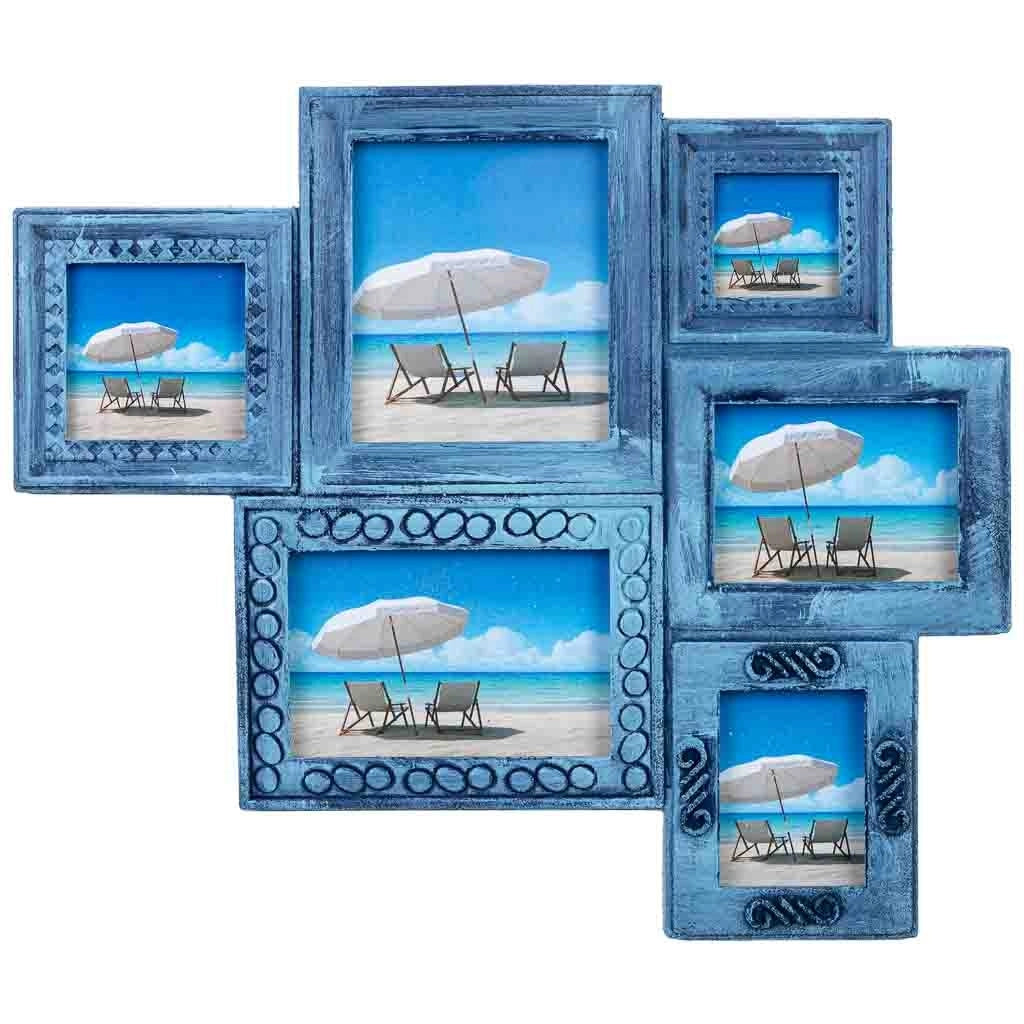 Cornice portafoto in legno blu, 27x1,5x24h cm