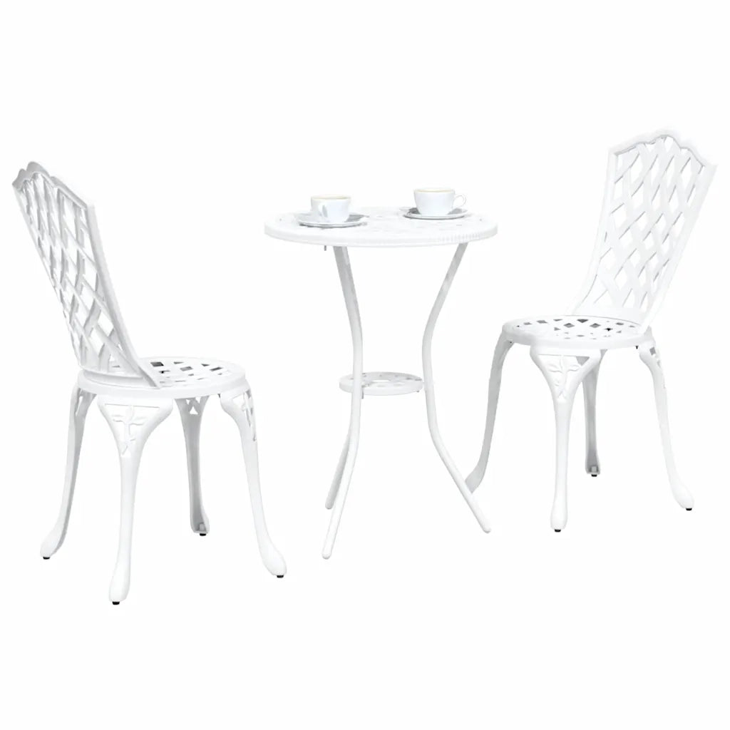 Set Bistro da Giardino 3 pz | Set Salotto da Giardino Bianco Alluminio