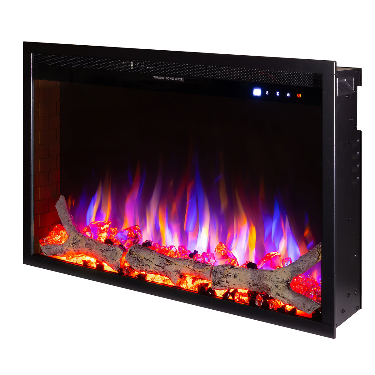 Camino Elettrico da Incasso 50,8x75x19,5 cm Effetto Fiamma 1500W Thomas Maxi Nero