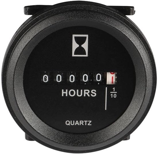 Contatore Uren AC/DC 6-80V - Visualizzazione Totale Ore - Monitor di Manutenzione - Nero - Precisione ±0,01 - Odometrista di Ore