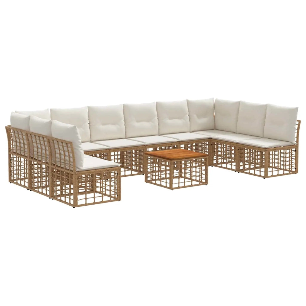 Set di divani da esterno 11 pcs Naturale e Bianco Crema