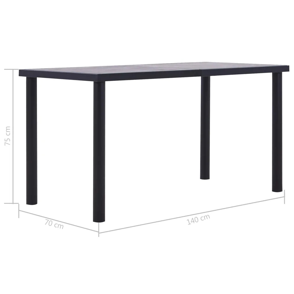 Tavolo da Pranzo | Tavolo da cucina Nero e Grigio Cemento 140x70x75 cm in MDF