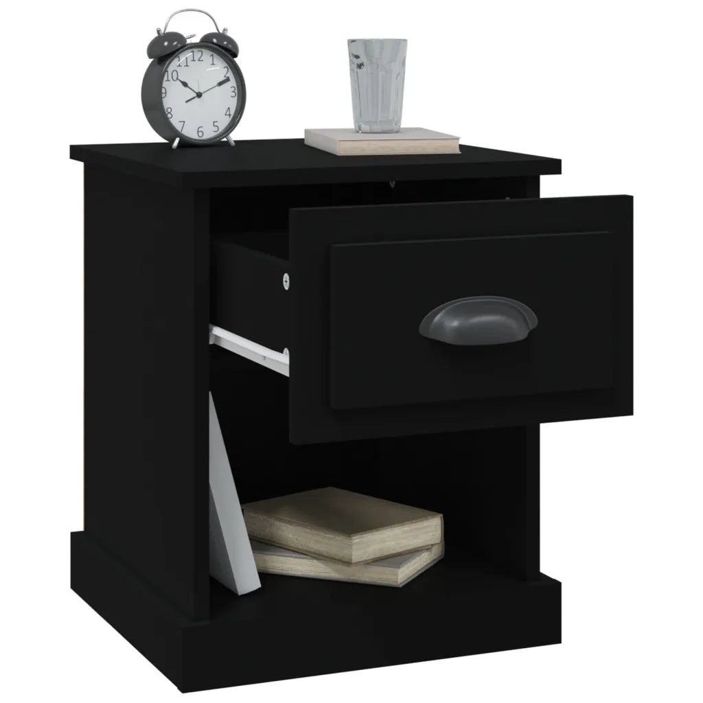 Comodino | Armadio da Notte | Mobiletto da notte Nero 39x39x47,5 cm in Legno Multistrato