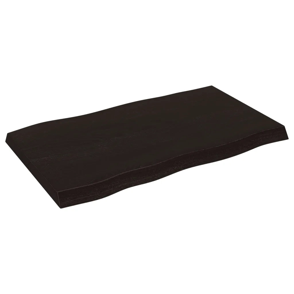 Piano Tavolo Marrone Scuro 100x60x(2-6)cm Rovere Non Trattato 364021