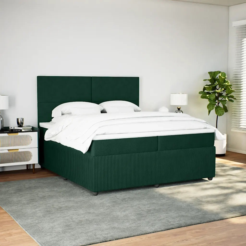 Giroletto a Molle con Materasso Verde Scuro 200x200 cm Velluto